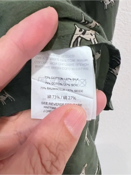 J.Crew Green Airedale Terrier Dog Half Button Down Shirt Size 14 sill blend - Picture 5 of 9